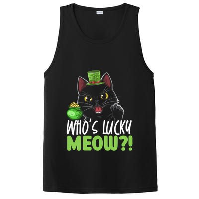 Who's Lucky Meow Irish Cat Lover Saint Patricks Day Gift PosiCharge Competitor Tank