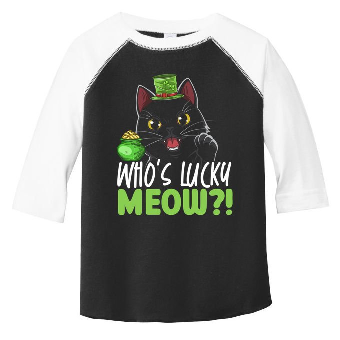 Who's Lucky Meow Irish Cat Lover Saint Patricks Day Gift Toddler Fine Jersey T-Shirt