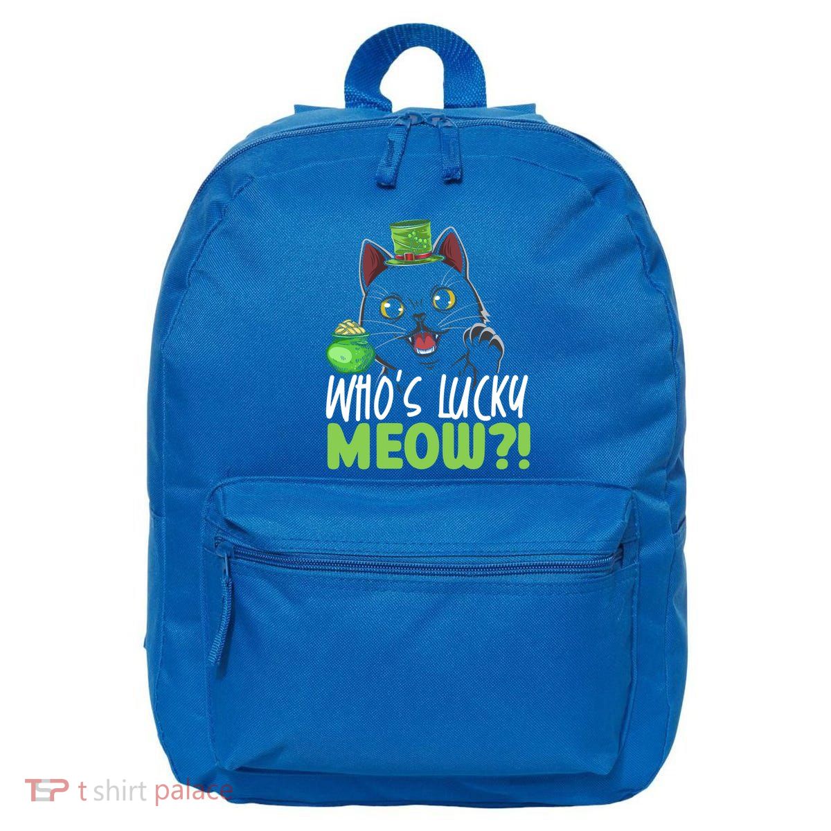 Who's Lucky Meow Irish Cat Lover Saint Patricks Day Gift 16 in Basic Backpack