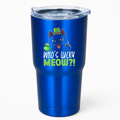 Who's Lucky Meow Irish Cat Lover Saint Patricks Day Gift Tumbler
