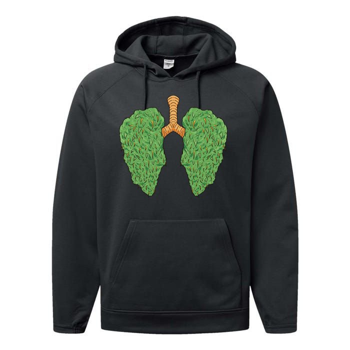 Weed Lung Marijuana Funny Performance Fleece Hoodie