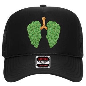 Weed Lung Marijuana Funny High Crown Mesh Back Trucker Hat