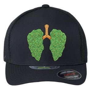 Weed Lung Marijuana Funny Flexfit Unipanel Trucker Cap