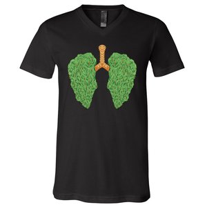 Weed Lung Marijuana Funny V-Neck T-Shirt