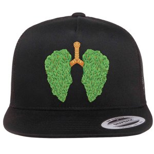 Weed Lung Marijuana Funny Flat Bill Trucker Hat