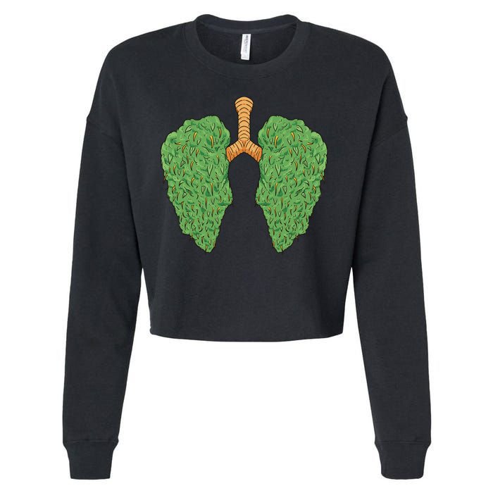 Weed Lung Marijuana Funny Cropped Pullover Crew