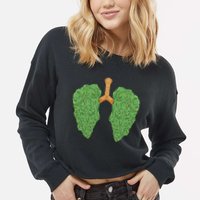 Weed Lung Marijuana Funny Cropped Pullover Crew