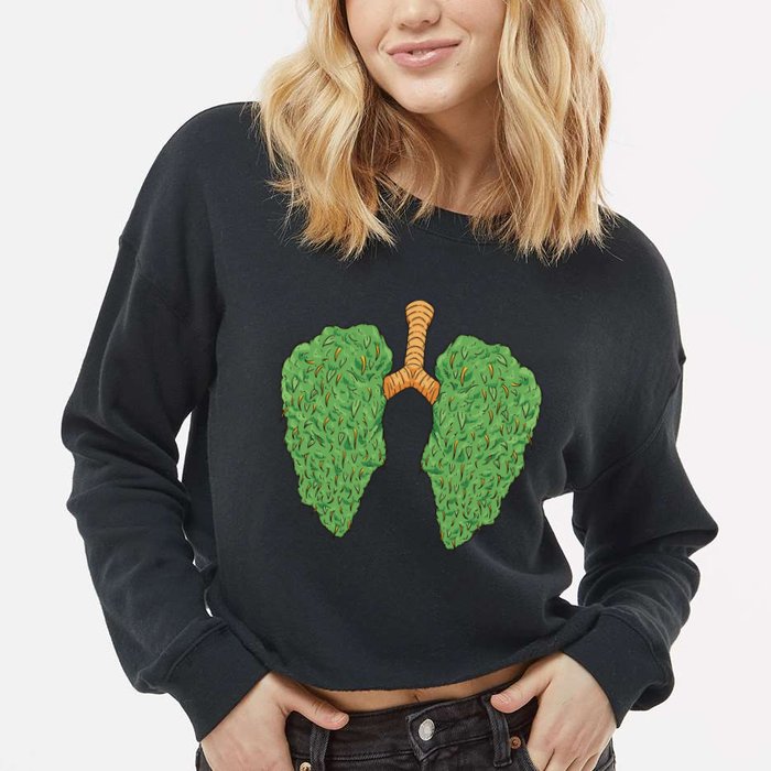 Weed Lung Marijuana Funny Cropped Pullover Crew