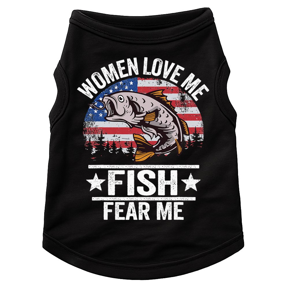 Women Love Me Fish Fear Me Men Vintage Funny Bass Fishing Doggie Tank