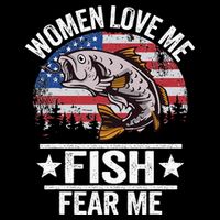 Women Love Me Fish Fear Me Men Vintage Funny Bass Fishing Backpack