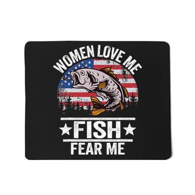 Women Love Me Fish Fear Me Men Vintage Funny Bass Fishing Mousepad