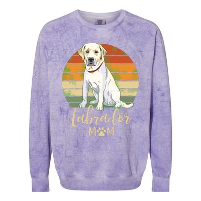 Womens Labrador Mom Retro Labrador Retriever Lover Gifts Dog Mama Colorblast Crewneck Sweatshirt