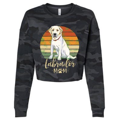 Womens Labrador Mom Retro Labrador Retriever Lover Gifts Dog Mama Cropped Pullover Crew