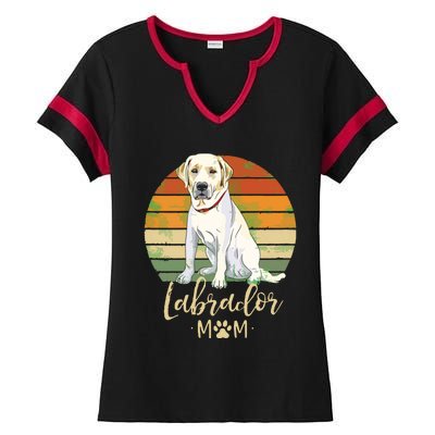 Womens Labrador Mom Retro Labrador Retriever Lover Gifts Dog Mama Ladies Halftime Notch Neck Tee