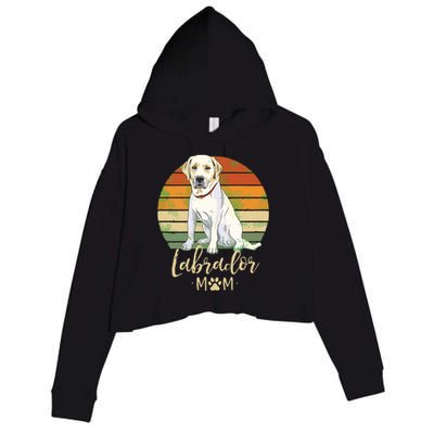 Womens Labrador Mom Retro Labrador Retriever Lover Gifts Dog Mama Crop Fleece Hoodie