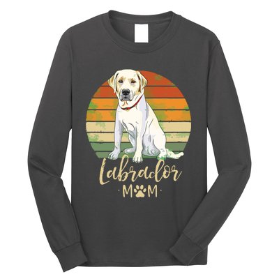 Womens Labrador Mom Retro Labrador Retriever Lover Gifts Dog Mama Long Sleeve Shirt