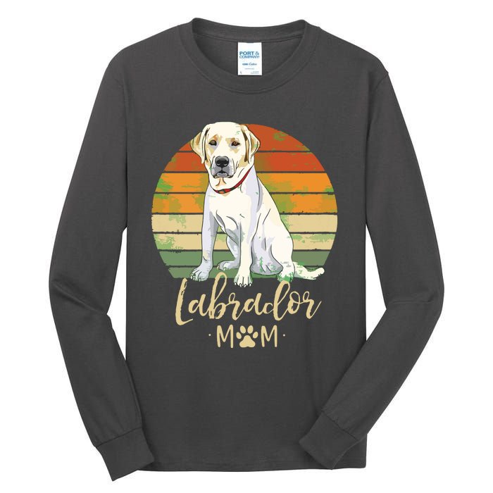 Womens Labrador Mom Retro Labrador Retriever Lover Gifts Dog Mama Tall Long Sleeve T-Shirt