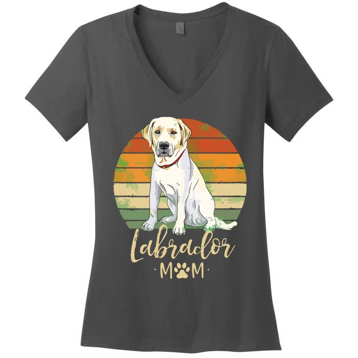 Womens Labrador Mom Retro Labrador Retriever Lover Gifts Dog Mama Women's V-Neck T-Shirt