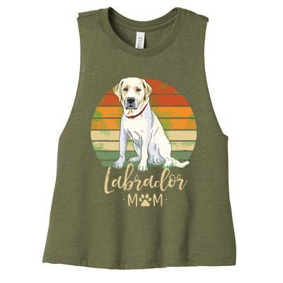 Womens Labrador Mom Retro Labrador Retriever Lover Gifts Dog Mama Women's Racerback Cropped Tank