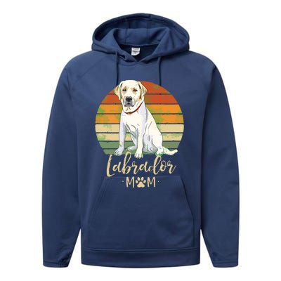 Womens Labrador Mom Retro Labrador Retriever Lover Gifts Dog Mama Performance Fleece Hoodie