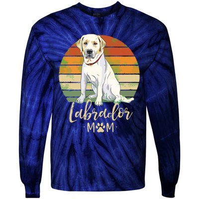 Womens Labrador Mom Retro Labrador Retriever Lover Gifts Dog Mama Tie-Dye Long Sleeve Shirt