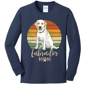 Womens Labrador Mom Retro Labrador Retriever Lover Gifts Dog Mama Kids Long Sleeve Shirt