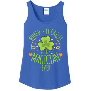 World's Luckiest Magician Ever Funny St Patrick Day Irish Gift Ladies Essential Tank