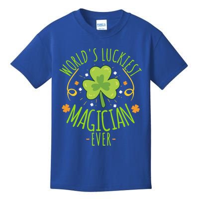 World's Luckiest Magician Ever Funny St Patrick Day Irish Gift Kids T-Shirt