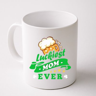 Wo's Luckiest Mom Ever Saint Patrick's Day Shamrock Irish Gift Coffee Mug