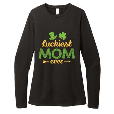 Wo's Luckiest Mom Ever Saint Patrick's Day Shamrock Irish Gift Womens CVC Long Sleeve Shirt