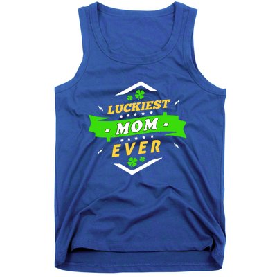 Wo's Luckiest Mom Ever Saint Patrick's Day Shamrock Irish Gift Tank Top