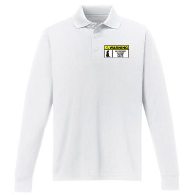 Warning Label May Constantly Talk About Cats Performance Long Sleeve Polo