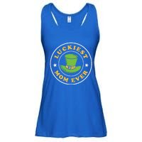 Wo's Luckiest Mom Ever Saint Patrick's Day Shamrock Irish Cool Gift Ladies Essential Flowy Tank