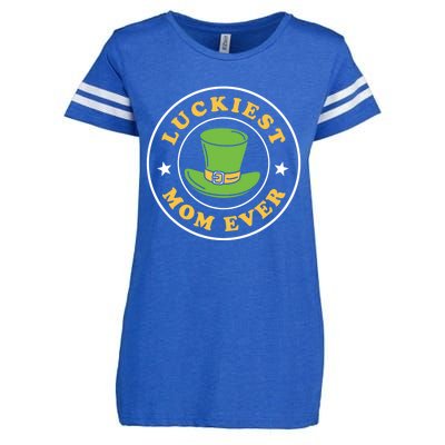 Wo's Luckiest Mom Ever Saint Patrick's Day Shamrock Irish Cool Gift Enza Ladies Jersey Football T-Shirt