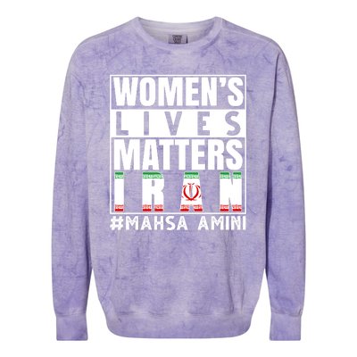 Women's Lives Matter Mahsa Amini Iran Support Colorblast Crewneck Sweatshirt