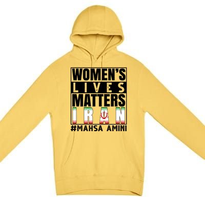 Women's Lives Matter Mahsa Amini Iran Support Premium Pullover Hoodie