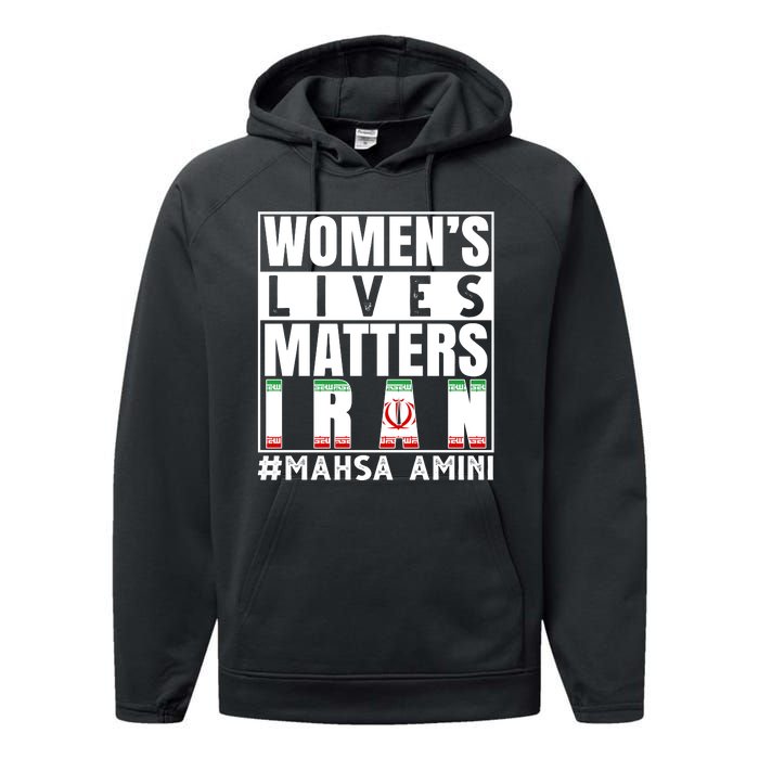 Women's Lives Matter Mahsa Amini Iran Support Performance Fleece Hoodie