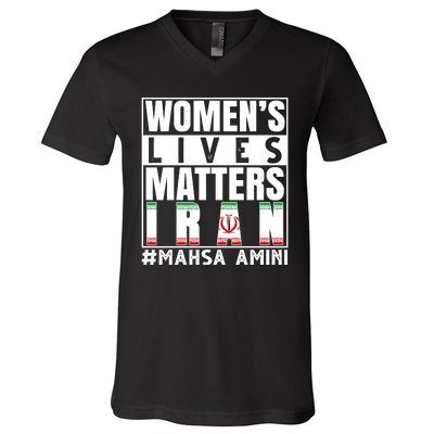 Women's Lives Matter Mahsa Amini Iran Support V-Neck T-Shirt