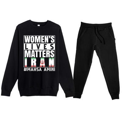 Women's Lives Matter Mahsa Amini Iran Support Premium Crewneck Sweatsuit Set