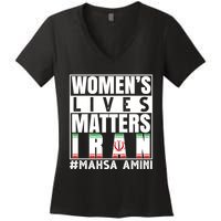 Women's Lives Matter Mahsa Amini Iran Support Women's V-Neck T-Shirt