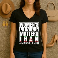 Women's Lives Matter Mahsa Amini Iran Support Women's V-Neck T-Shirt