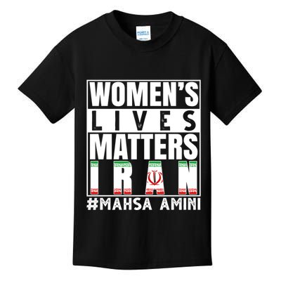 Women's Lives Matter Mahsa Amini Iran Support Kids T-Shirt