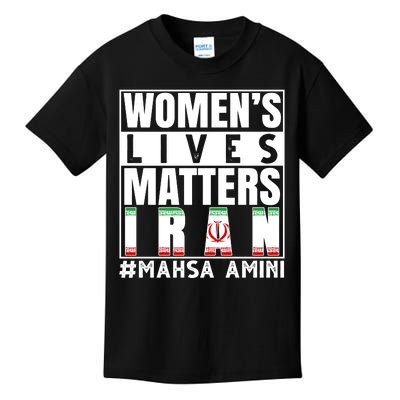 Women's Lives Matter Mahsa Amini Iran Support Kids T-Shirt