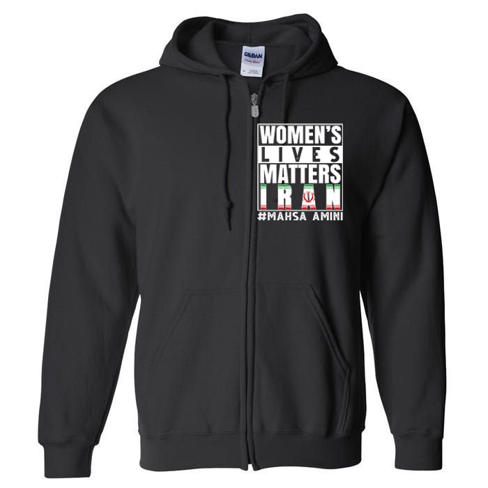 Women's Lives Matter Mahsa Amini Iran Support Full Zip Hoodie