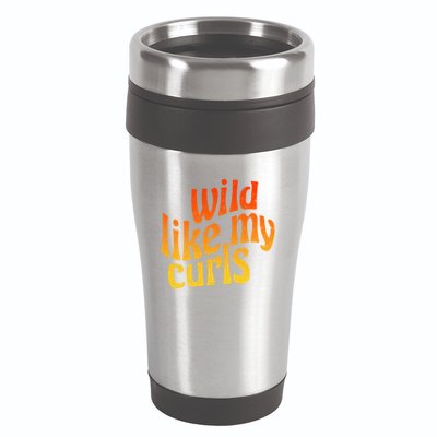 Wild Like My Curls / Cute Curly Hair Quote / 1960s Orange Gift 16oz Travel Tumbler
