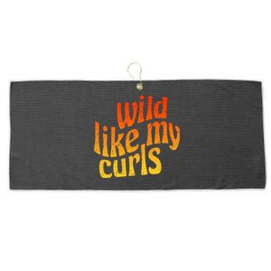 Wild Like My Curls / Cute Curly Hair Quote / 1960s Orange Gift Large Microfiber Waffle Golf Towel