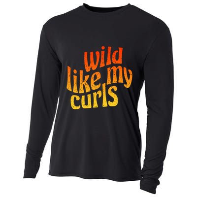 Wild Like My Curls / Cute Curly Hair Quote / 1960s Orange Gift Cooling Performance Long Sleeve Crew