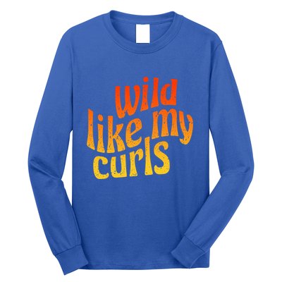 Wild Like My Curls / Cute Curly Hair Quote / 1960s Orange Gift Long Sleeve Shirt