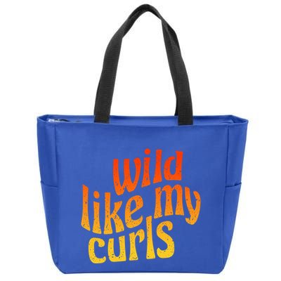 Wild Like My Curls / Cute Curly Hair Quote / 1960s Orange Gift Zip Tote Bag