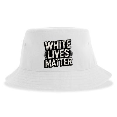 White Lives Matter Retro Distressed Typography Funny Political Humor Wlm Sustainable Bucket Hat